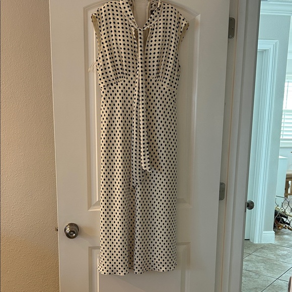Ralph Lauren Navy and White Polka Dot Midi Dress - Picture 1 of 3